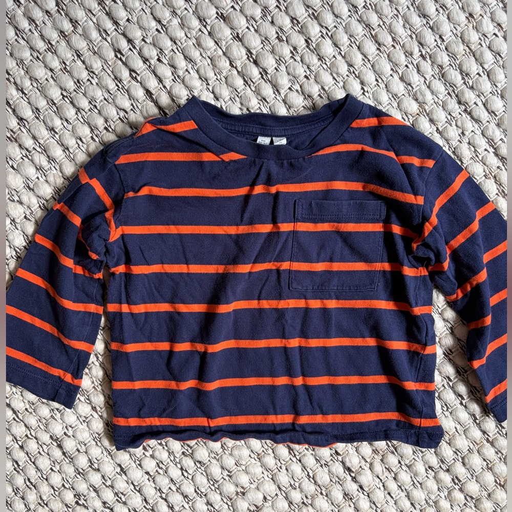 ARKET Kids Striped Long Sleeve T-Shirt – Navy & Orange – Size 1.5–2 Years